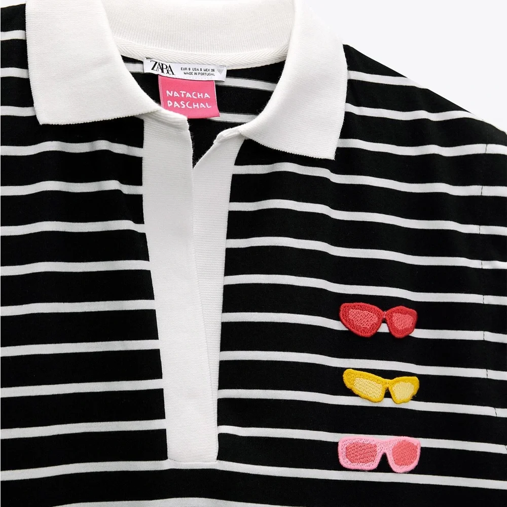 NWT ZARA NATACHA PASCHAL STRIPED DRESS POLO BLOGGERS FAV STRIPED LARGE Rugby